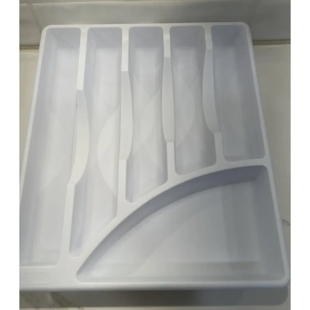 Vtg Sterlite Kitchen Drawer Utensil Tray Cutlery 6 Slots White 2000 USA 12”x14”